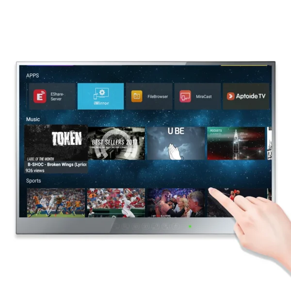 Souria 22 inch Smart TV Touchscreen Bathroom Magic Mirror LED Television Integrated WiFi Hidden Vanishing Mirror DTV Tuner Hotel